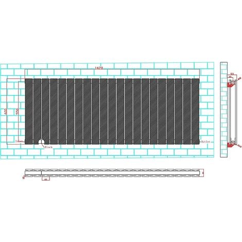 600 x 1428mm Double Designer Flat Panel Central Heating Radiator WHITE
