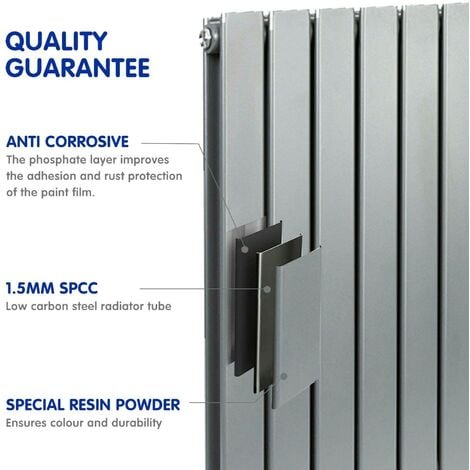 600 x 1428mm Double Designer Flat Panel Central Heating Radiator WHITE