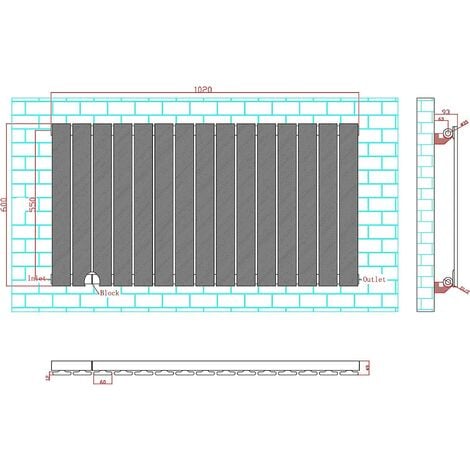 600 x 1020mm Single Designer Flat Panel Central Heating Radiator ANTHRACITE