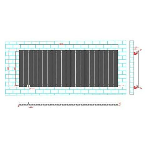 600 x 1428mm Single Designer Flat Panel Central Heating Radiator ANTHRACITE