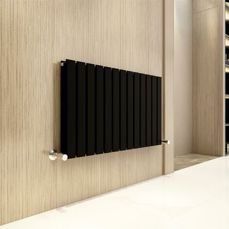 600 x 884mm Double Designer Flat Panel Central Heating Radiator MATT BLACK (1/5)