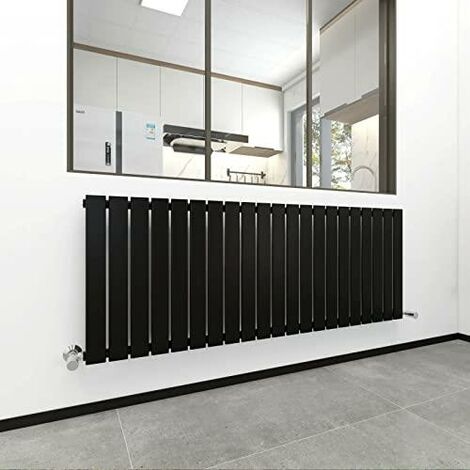 600 x 1428mm Single Designer Flat Panel Central Heating Radiator MATT BLACK