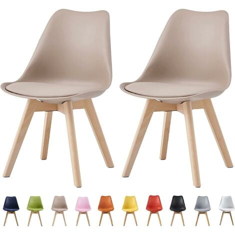 Set of 2  Dining Chairs Designer Side Chairs Wooden Home Office Commercial EVA BROWN