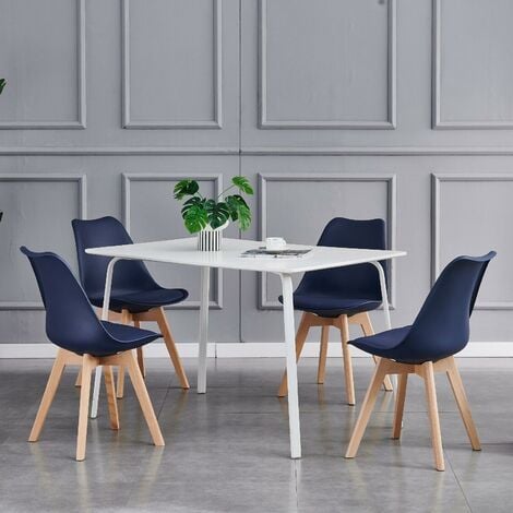 Set of 4  Dining Chairs Designer Side Chairs Wooden Home Office Commercial EVA BLUE