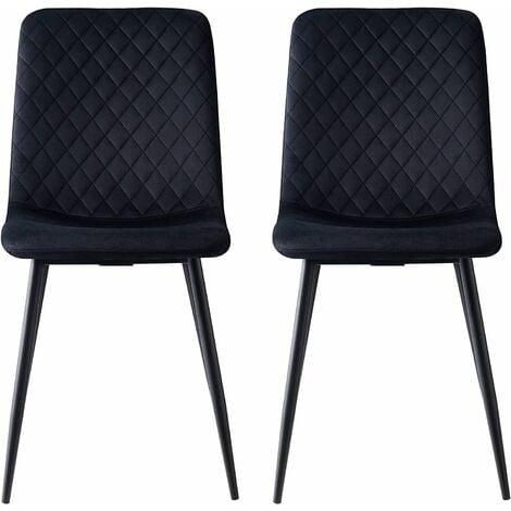 Set of 2 Designer Velvet Fabric Dining Chairs Metal Legs Lexi Chairs BLACK