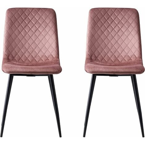Set of 4 Designer Velvet Fabric Dining Chairs Metal Legs Lexi Chairs PINK