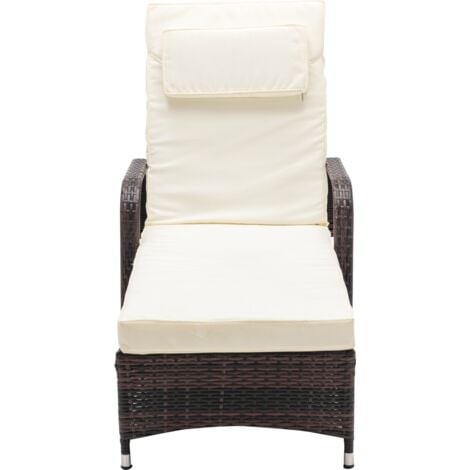 Rattan Sun Lounger Bed Recliner Outdoor Garden Chair Brown