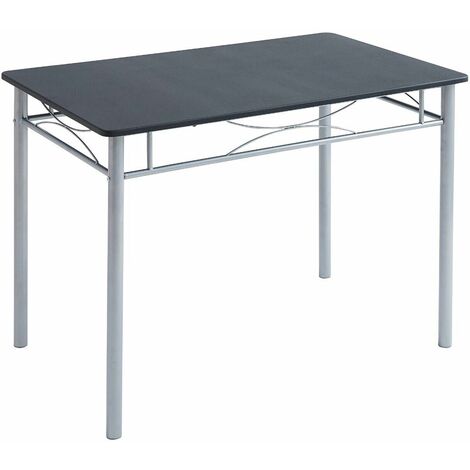 Dining Table and Chairs Set Metal Wood Effect Table Dining Set 4 Chairs Silvia BLACK