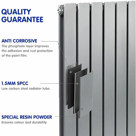 1800 x 272mm Double Designer Flat Panel Central Heating Radiator ANTHRACITE