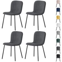 mcc direct Set of 4 Soft Fabric Dining Chairs with Upholstered Seat and Metal Legs for Dining Room, Living Room and Kitchen Room - New Bella DARK GREY