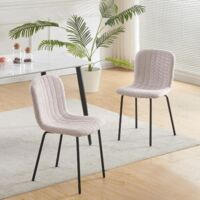 mcc direct Set of 2 Soft Fabric Dining Chairs with Upholstered Seat and Metal Legs for Dining Room, Living Room and Kitchen Room - New Bella PINK