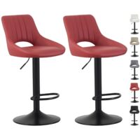 Set of 2 Bar Stools, Height Adjustable Swivel Barstools, Counter Stools with Backrest, Faux Leather Seat, Footrest and Metal Base for Home, Kitchen and Restaurant Stacey RED