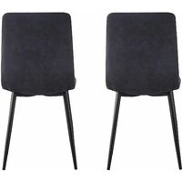 Set of 4 Faux Matte Suede Leather Dining Chairs home & restaurants Henri BLACK