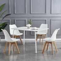 Set of 4 Dining Chairs Designer Side Chairs Wooden Home Office Commercial EVA WHITE