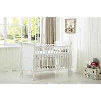 MCC Solid Wooden Cot bed Savannah Sleigh Cotbed & Water Repellent Mattress WHITE