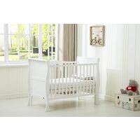 MCC Solid Wooden Cot bed Savannah Sleigh Cotbed & Water Repellent Mattress WHITE
