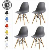 4x Dining Chairs Modern Design Retro Lounge Plastic Chairs Office Chairs, LA GREY