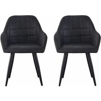 Set of 2 Faux Matte Suede Leather Dining Chairs Accent home & restaurants Adrian BLACK