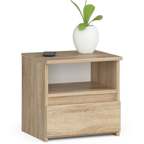 Akord – Table de chevet 40 cm – Chêne sonoma – 1 tiroir – 1 étagère – Dimensions 40x35x40 cm – Construction en panneau stratifié (1/5)