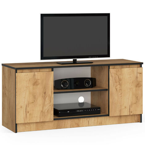Akord – Meuble TV Chêne Craft 120 cm – 2 portes battantes – 2 étagères ouvertes – Dimensions 120x40x55 cm – Panneau stratifié