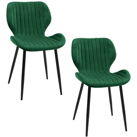 Lot de 2 chaises matelassées de salle à manger en velours AKORD SJ.17 Vert Bouteille (1/5)