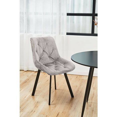 1 Pièce chaise matelassée de salle à manger en velours AKORD SJ.33 Beige