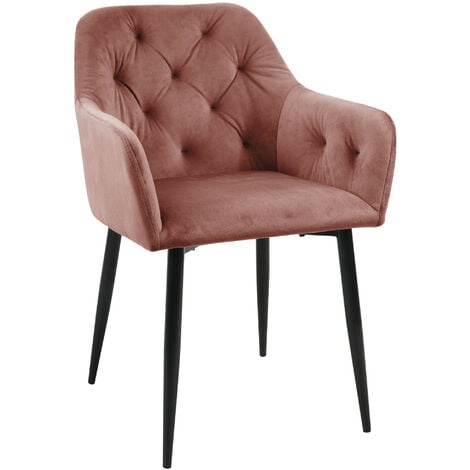 Chaise contemporaine en velours rose pâle FLORENCE (lot 2)