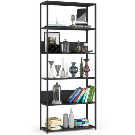 Étagère murale industrielle sur pied AKORD Noire 80 cm 6 étagères 80x32x192 cm (1/5)