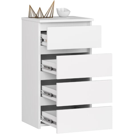 Commode AKORD CL4 Blanche 40 cm 4 tiroirs façade Blanche 40x35x74 cm