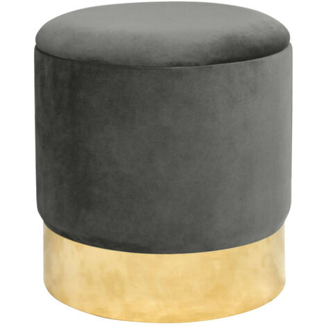 Pouf de Rangement avec Couvercle AKORD GOLDEN velour colour Gris Graphite hauteur 40 cm (1/5)