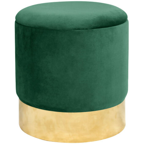 Pouf de Rangement avec Couvercle AKORD GOLDEN velour colour Vert Bouteille hauteur 40 cm (1/5)