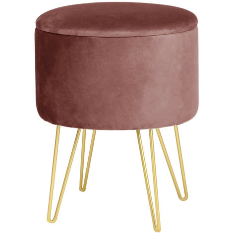 Pouf de Rangement avec Couvercle AKORD LILI velour colour Rose hauteur 45 cm (1/5)