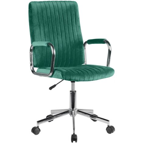 Chaise pivotante à roulettes velour AKORD FD24 Vert Bouteille (1/4)