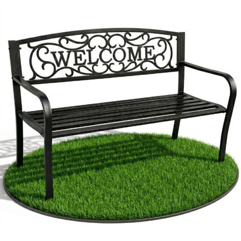 Banc de Jardin Noir IRYS avec Pieds en Acier et dossier en fonte, Largeur 127 cm (1/5)