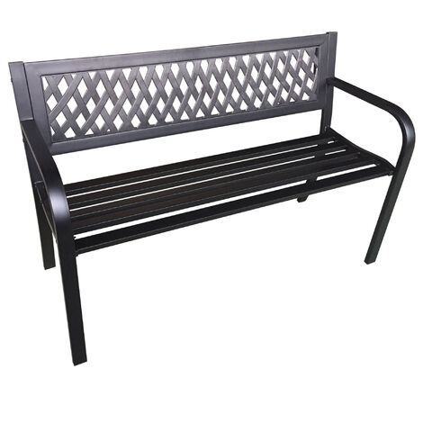 Banc de Jardin Noir KALIA avec Pieds en Acier, Largeur 122 cm