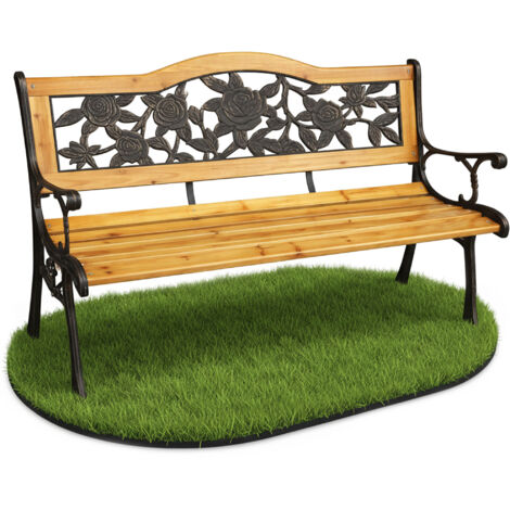 Banc de Jardin Noir ROSA avec Bois laqué et Pieds en Acier, Largeur 127 cm (1/5)