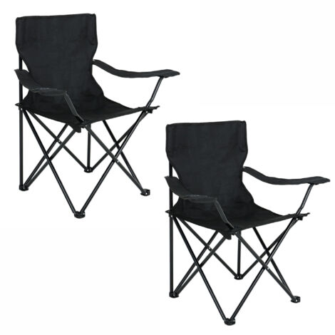Lot De 2 Chaises Pliantes Vintage Zip Dee – Noires – Pour Camping-car Airstream