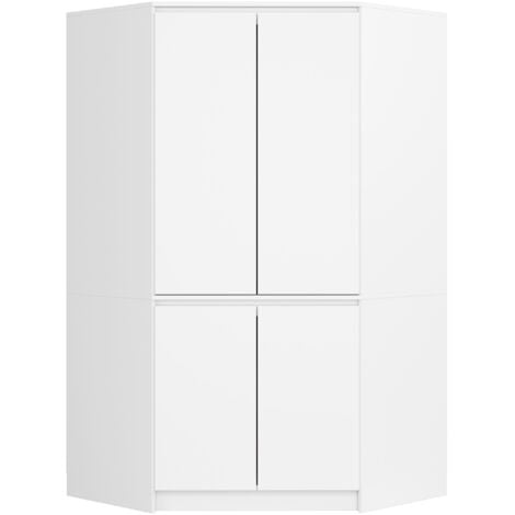 Armoire d'angle AKORD S100 Blanche 100 cm 4 portes façade Blanche 6 étagères 100x50x180 cm