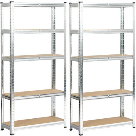 Lot de 2 étagères modulables 70 cm acier galvanisé charge maximale 875kg - L70xP30xH154 cm (1/5)