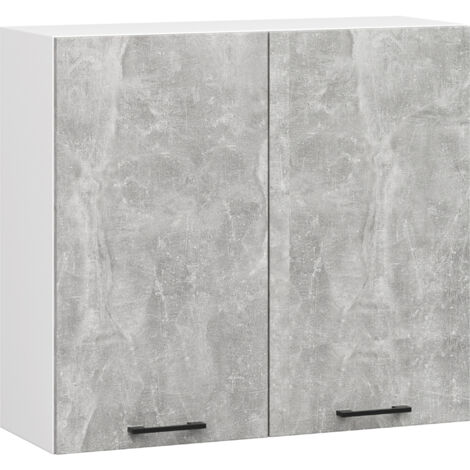 Armoires de cuisine haute AKORD W80 OLIWIA H720 Blanc 80 cm 2 portes façade Béton 2 étagères 80x30x72 cm (1/5)