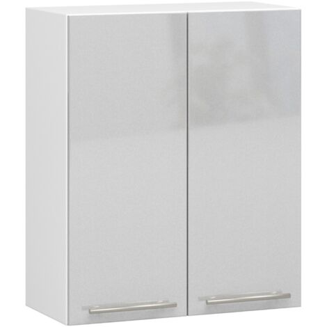 Meuble de cuisine haut AKORD W60 OLIWIA modulable Blanc 60 cm 2 portes façade Métallique Brillant 2 étagères 60x30x72 cm (1/5)