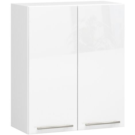 Meuble de cuisine haut AKORD W60 OLIWIA modulable Blanc 60 cm 2 portes façade Blanche Brillante 2 étagères 60x30x72 cm (1/5)