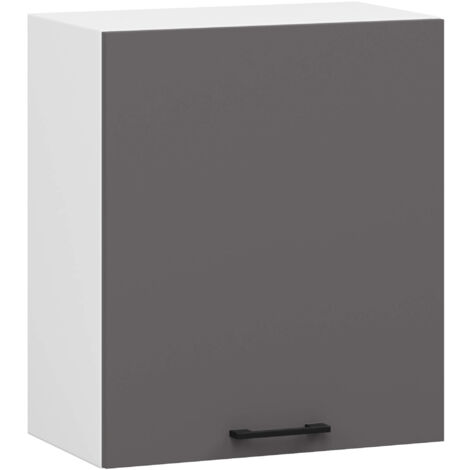 Armoires de cuisine haute AKORD W50 OLIWIA Blanc 50 cm 1 porte façade Gris Graphite 2 étagères 50x30x58 cm