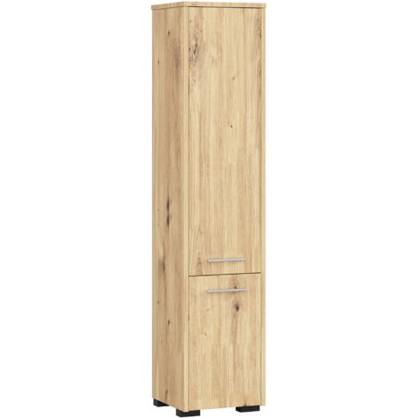 Colonne salle de bains AKORD FIN Chêne Artisan 30 cm 2 portes façade Chêne Artisan 5 étagères 30x30x140 cm (1/5)