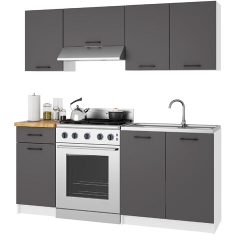Armoires de cuisine basse AKORD S40 OLIWIA Blanc 40 cm 1 porte 1 tiroir façade Gris Graphite 2 étagères 40x46x85 cm