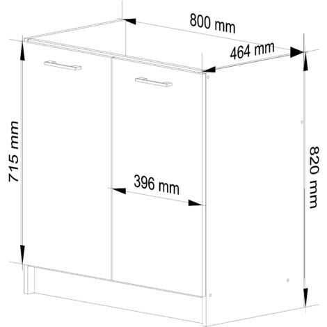 Armoires de cuisine basse AKORD S80 pour évier OLIWIA Blanc 80 cm 2 portes couleur Gris Graphite 1 étagère 80x46x82 cm