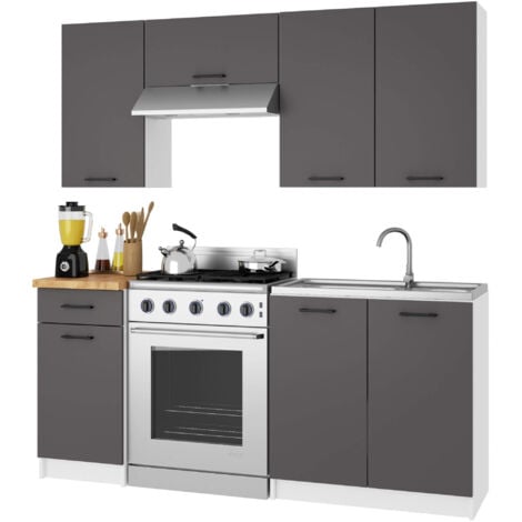 Armoires de cuisine basse AKORD S80 pour évier OLIWIA Blanc 80 cm 2 portes couleur Gris Graphite 1 étagère 80x46x82 cm