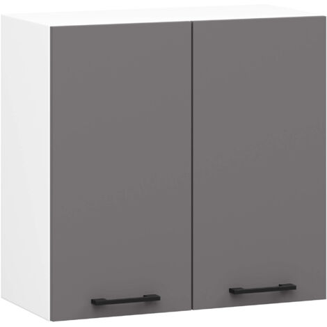 Armoires de cuisine haute AKORD W60 OLIWIA Blanc 60 cm 2 portes façade Gris Graphite 2 étagères 60x30x58 cm