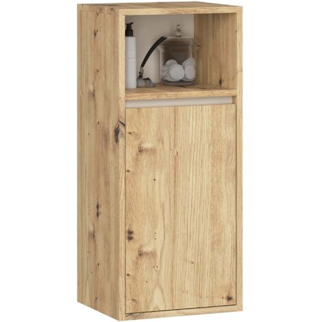 Armoire salle de bains VAMI suspendu Chêne Artisan et Cachmire 35 cm 1 porte 3 étagères 35x30x80 cm (1/5)