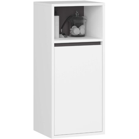 Armoire salle de bains VAMI suspendu Blanc et Gris Graphite 35 cm 1 porte 3 étagères 35x30x80 cm (1/5)